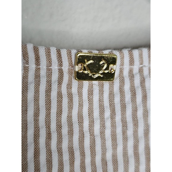 For Love & Lemons Emmy Sleep Romper Brown Seersucker and Lace Size Small - Picture 16 of 16